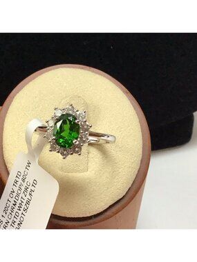 Sterling Silver Chrome Diopside White Zircon Ring Size 7 3/4 NWT